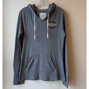 Vtg Hollister Y2K Hoodie Medium Gray Spell Out Southern CA Laguna Beach Waves